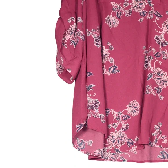 NEW Torrid Tunic Blouse Women Size 4X Deep Purplish Pink Floral Pockets Boho - Picture 7 of 10